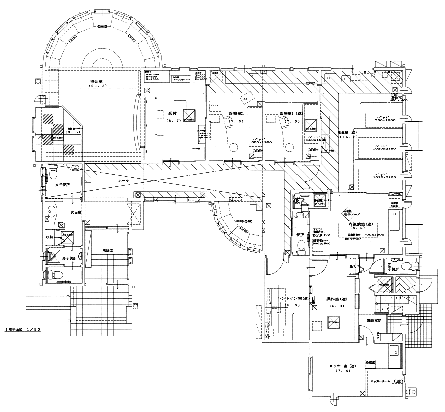 内科のレイアウト実例集－内科・呼吸器科（一戸建て建築）